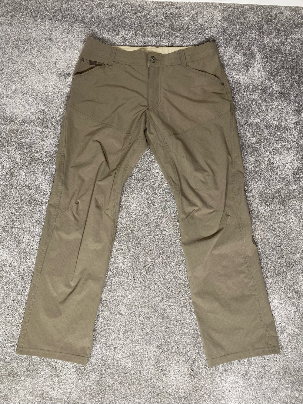 Kuhl Silencr Mens Hiking Pants 35x30 Side Pocket Brown Gray Lightweight Ripstop